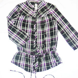 Plaid Shirt Lilu Purple Black Cotton XL